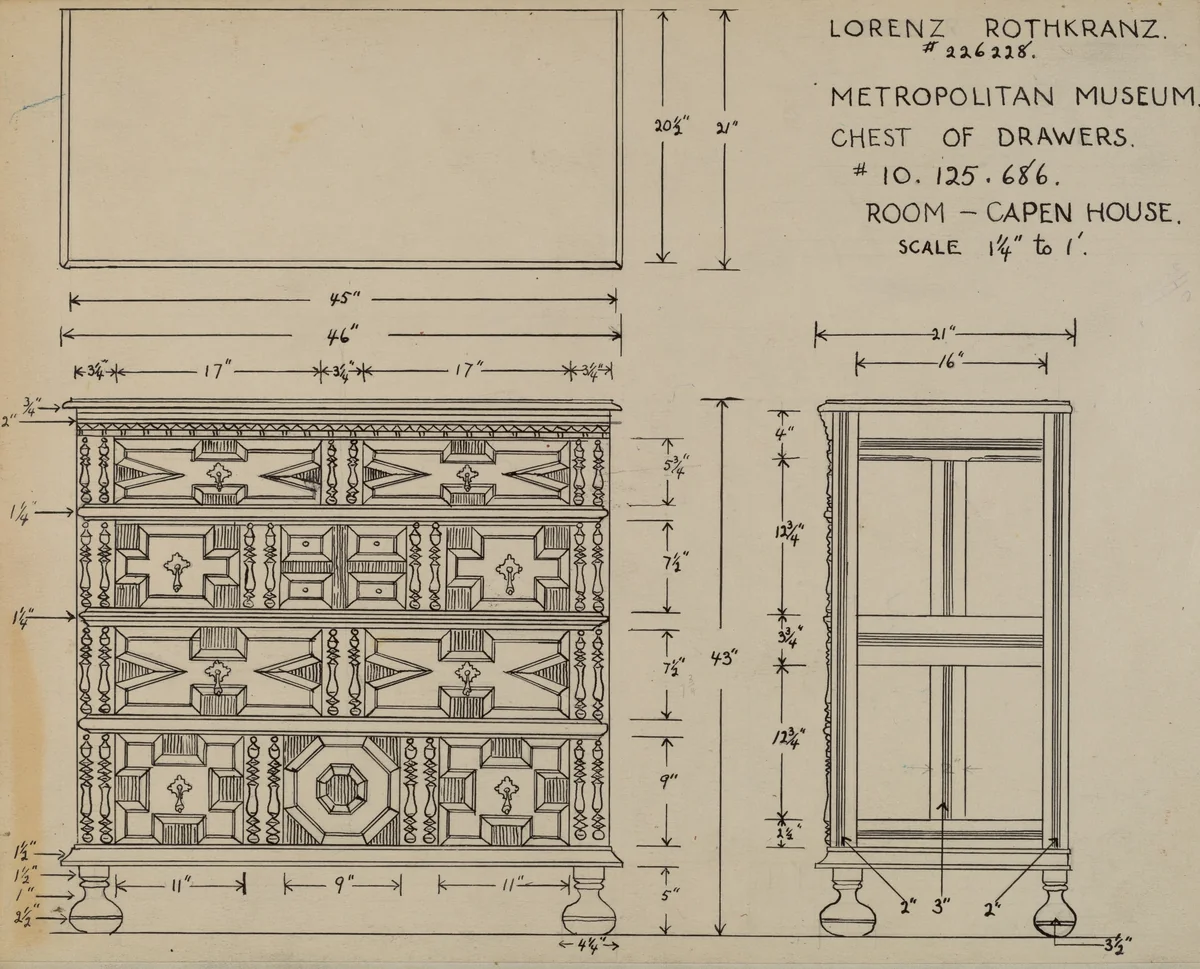 Chest of Drawers by Lorenz Rothkranz, index of american design, 1938