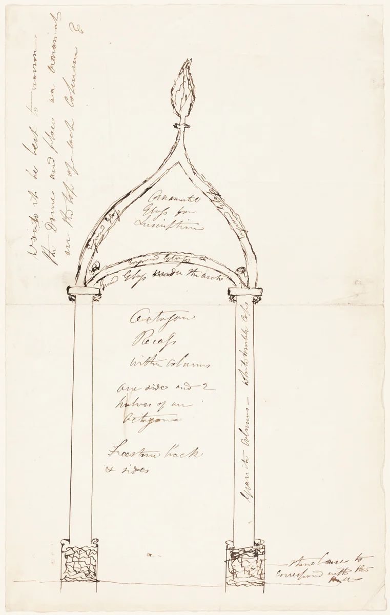 Sketch of Octagon Recess with Columns by George Cruikshank, drawing, 1792-1878