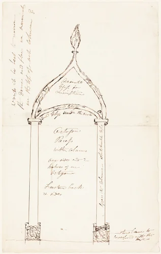 Sketch of Octagon Recess with Columns by George Cruikshank, drawing, 1792-1878
