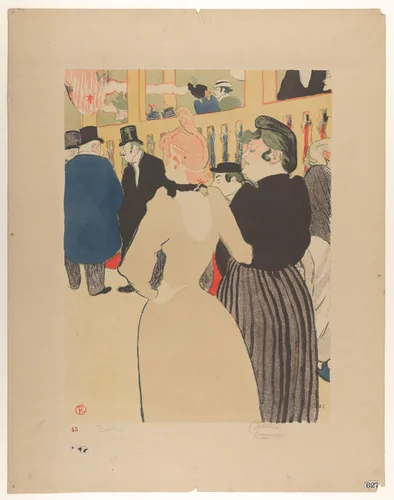 At the Moulin Rouge: La Goulue and Her Sister by Henri de Toulouse-Lautrec, print, 1892