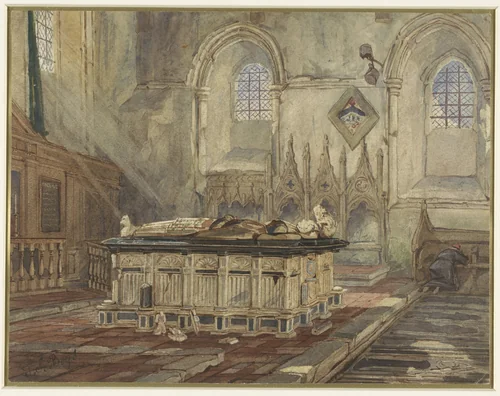 Graftombe van Sir George Broke, Lord Cobham en zijn vrouw Anne by Thomas Shotter Boys, drawing, 1813-1874