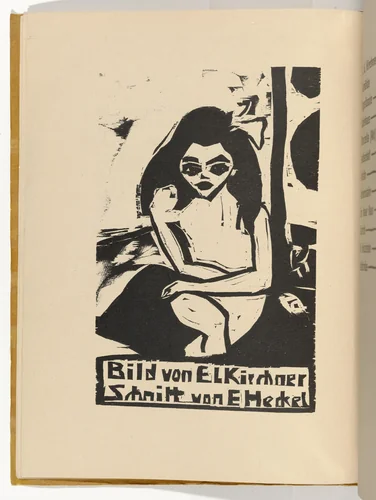 Sitzender Akt (Fränzi) [Seated Nude (Fränzi)] (plate, folio 5 verso) from KG Brücke by Erich Heckel, illustrated book, 1910