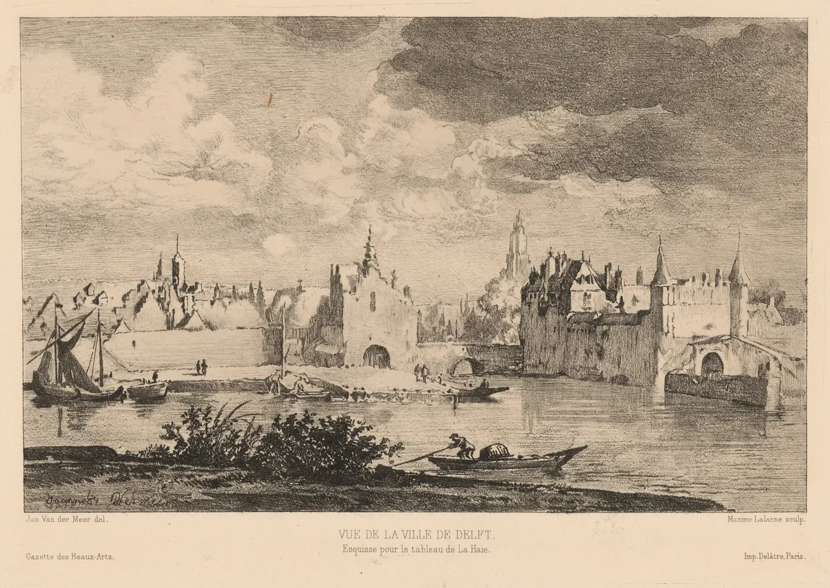 Vue de la Ville de Delft by Maxime Lalanne; Johannes Vermeer, print, 1866