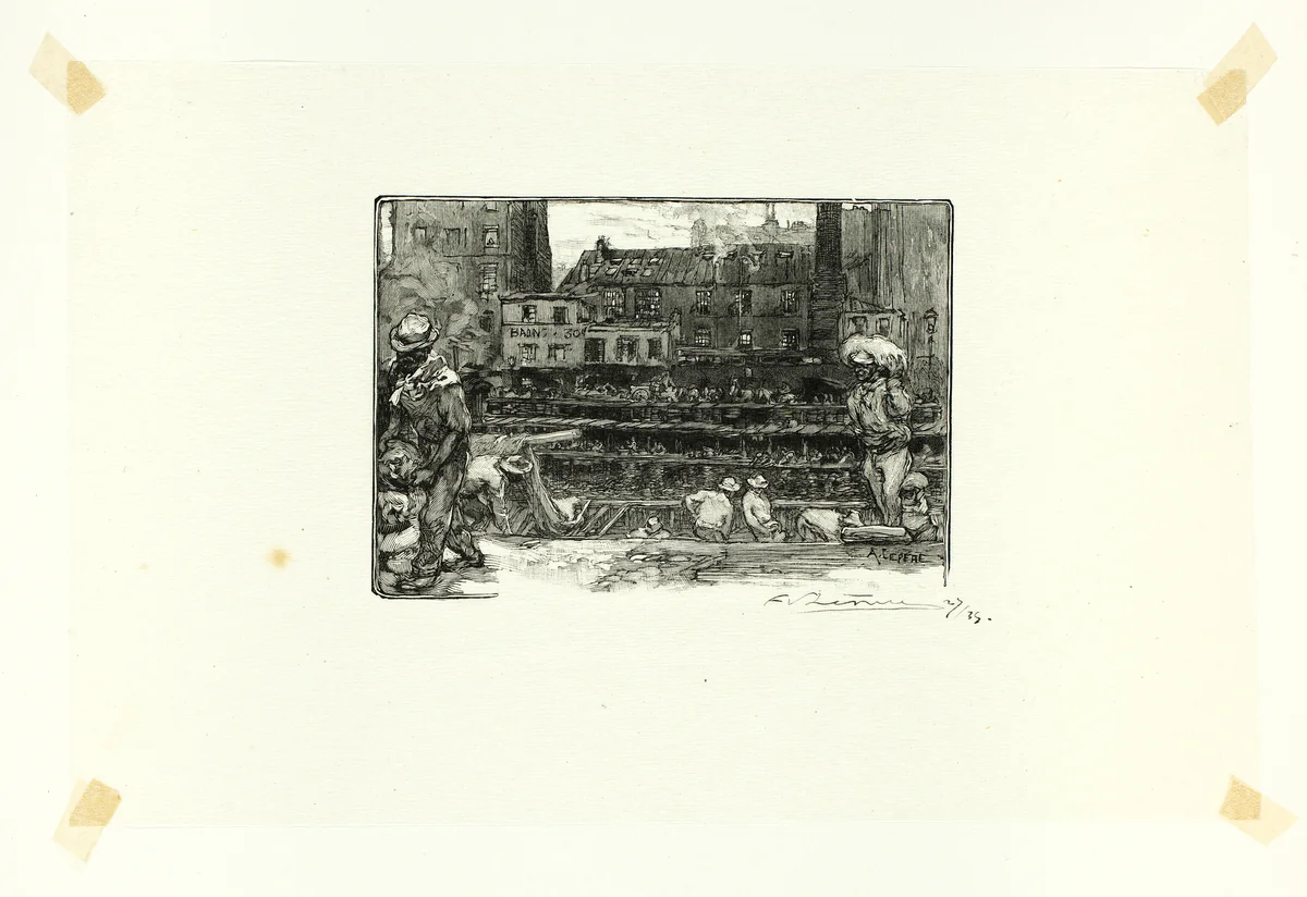Plaster Unloaders, plate three from Le Long de la Seine et des Boulevards by Louis Auguste Lepère, print, 1890