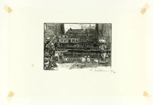 Plaster Unloaders, plate three from Le Long de la Seine et des Boulevards by Louis Auguste Lepère, print, 1890