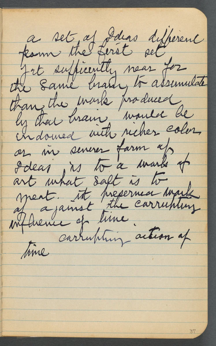 Sketchbook, page 037: Notes by Maurice Prendergast, book, 1905-1910