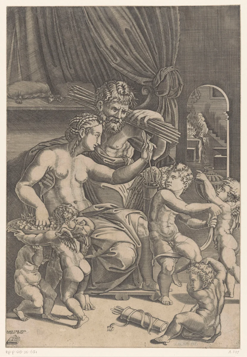 Venus en Vulcanus by Unknown, print, 1530