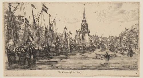 De Roowaensche Kaey, from Views of Amsterdam by Reinier Nooms, print, 1660