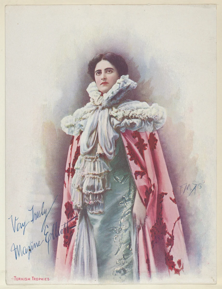 Maxine Elliott, from the Actresses series (T1), distributed by the American Tobacco Co. to promote Turkish Trophies Cigarettes by Frederick Moladore Spiegle, print, 1900