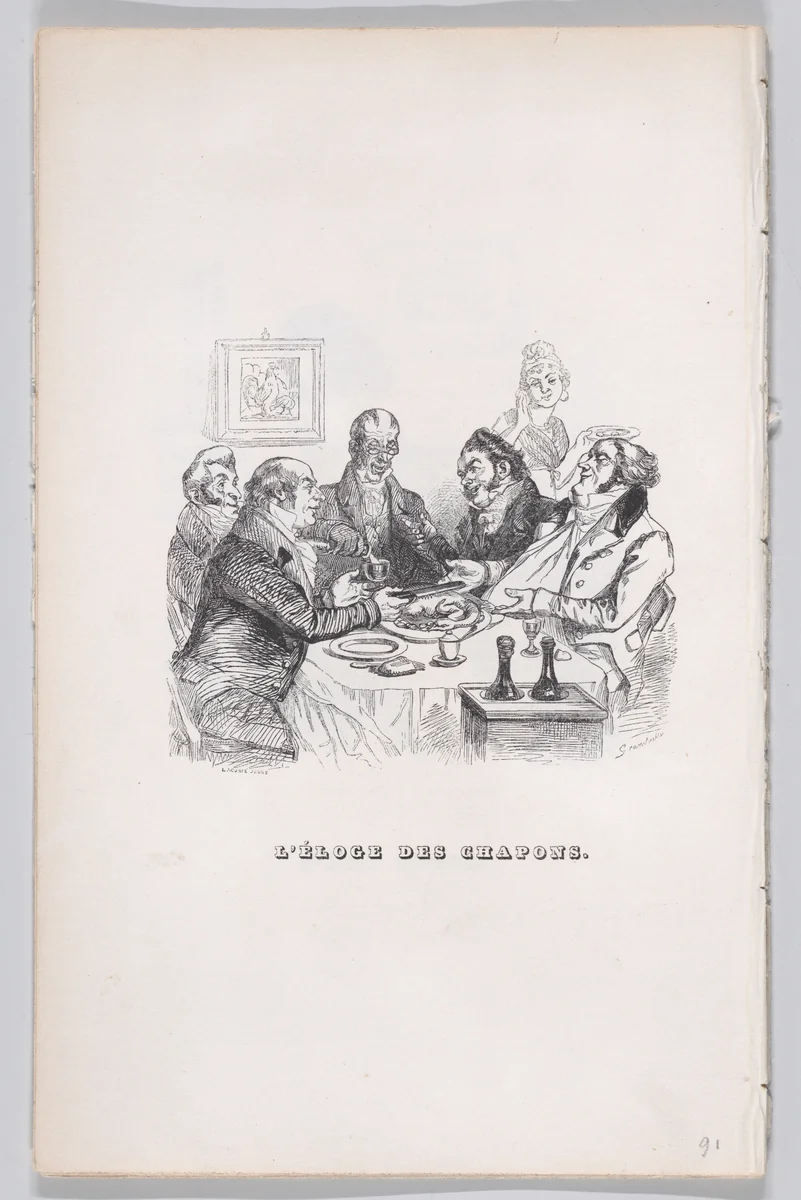 Praise of Chicken, from "The Complete Works of Béranger" by J. J. Grandville, print, 1836