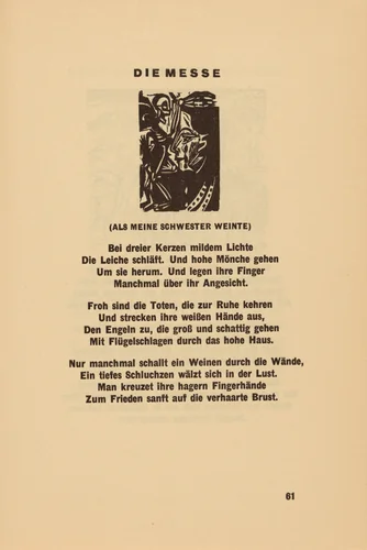 Die Messe (The Mass) (headpiece, page 61) from Georg Heym: Umbra Vitae (Georg Heym: The Shadow of Life) by Ernst Ludwig Kirchner, volume, 1924