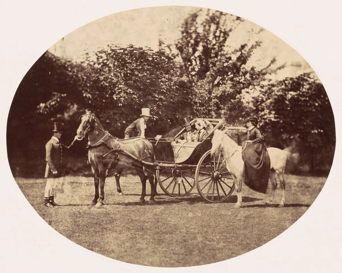 Horse-drawn Carriage and Female Rider by William Lake Price, photograph, 1858