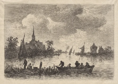 Banks of the Meuse (Bords de la Meuse) by Maxime Lalanne, print, 1873