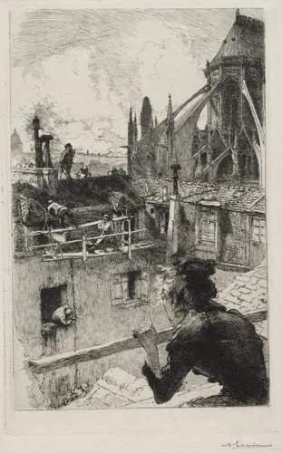Sur les Toits pres Notre Dame by Auguste Louis Lepère, print, 1893