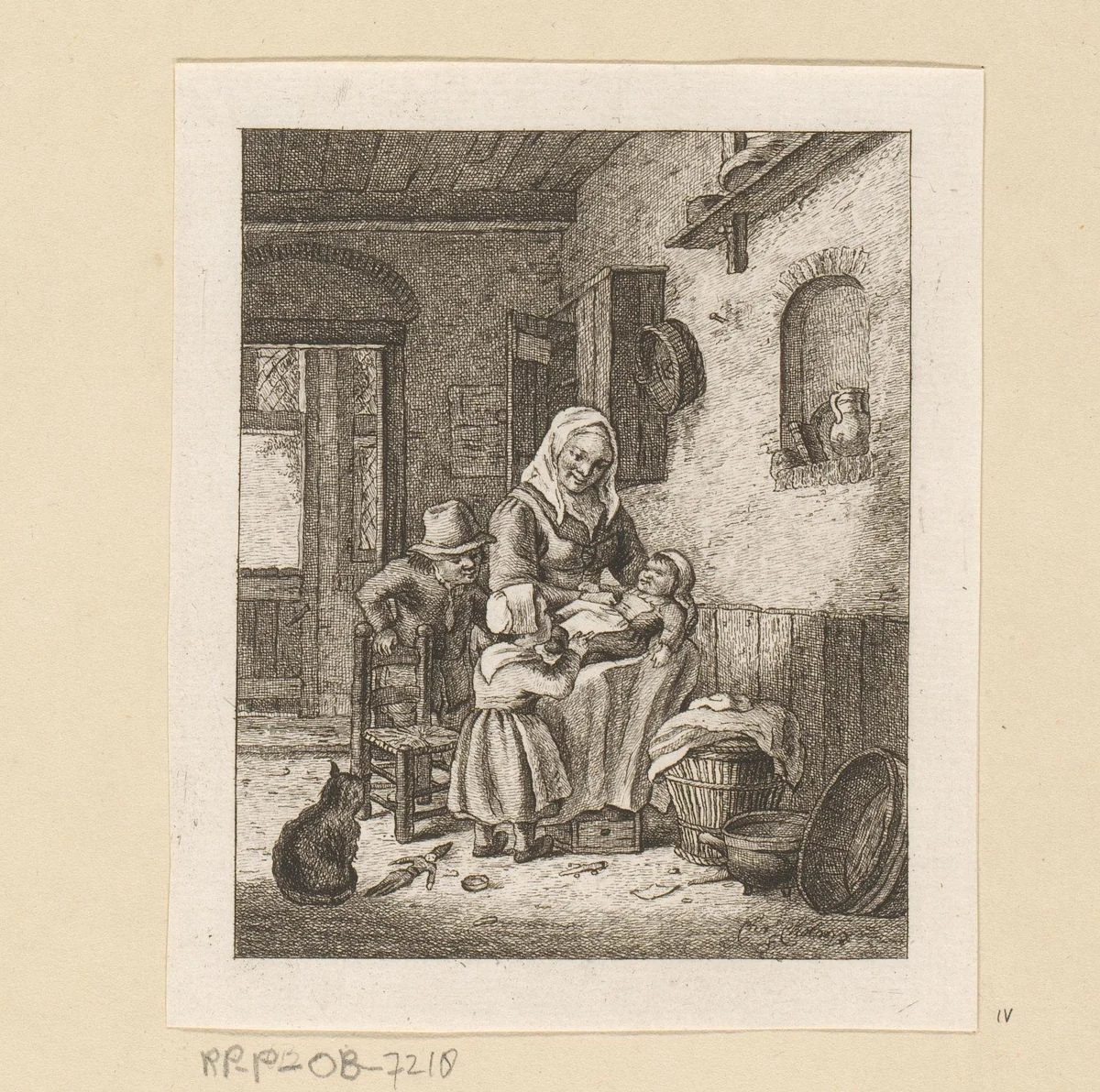 Moeder met kinderen by Pieter de Mare, print, 1779