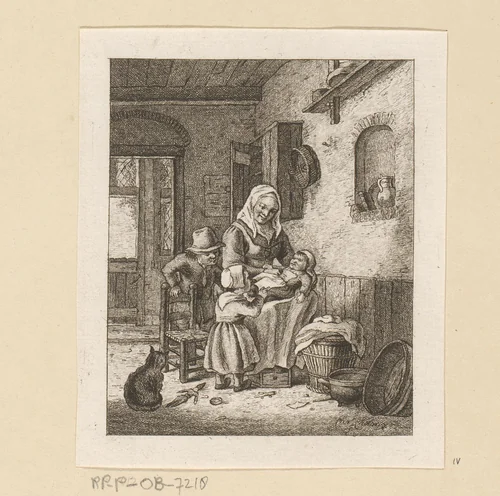 Moeder met kinderen by Pieter de Mare, print, 1779