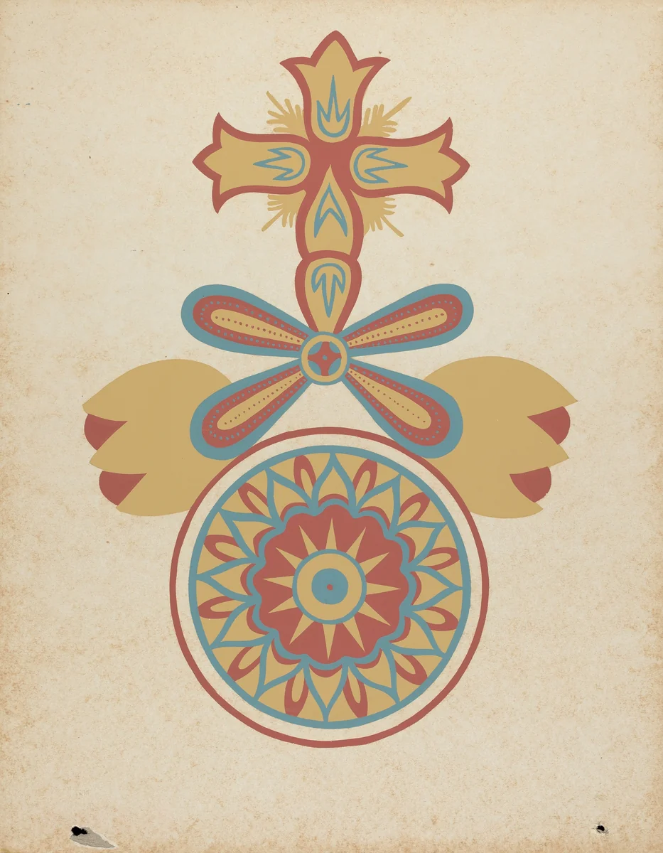 Santa Barbara Mission Doorway Design from the portfolio "Decorative Art of Spanish California" by American 20th Century, index of american design, 1935-1942