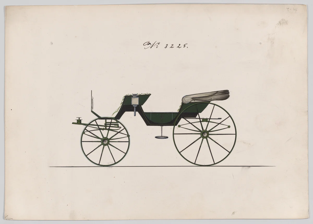 Design for Cabriolet (?) Phaeton, no. 3225 by Brewster & Co., drawing, 1876
