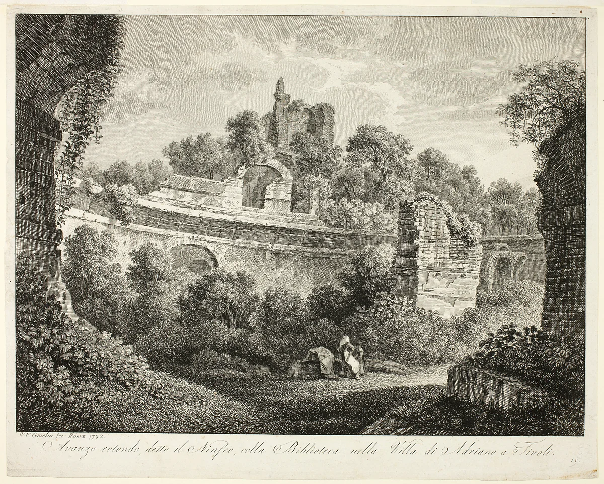 View of Hadrian's Villa at Tivoli by Friedrich Wilhelm Gmelin, print, 1792