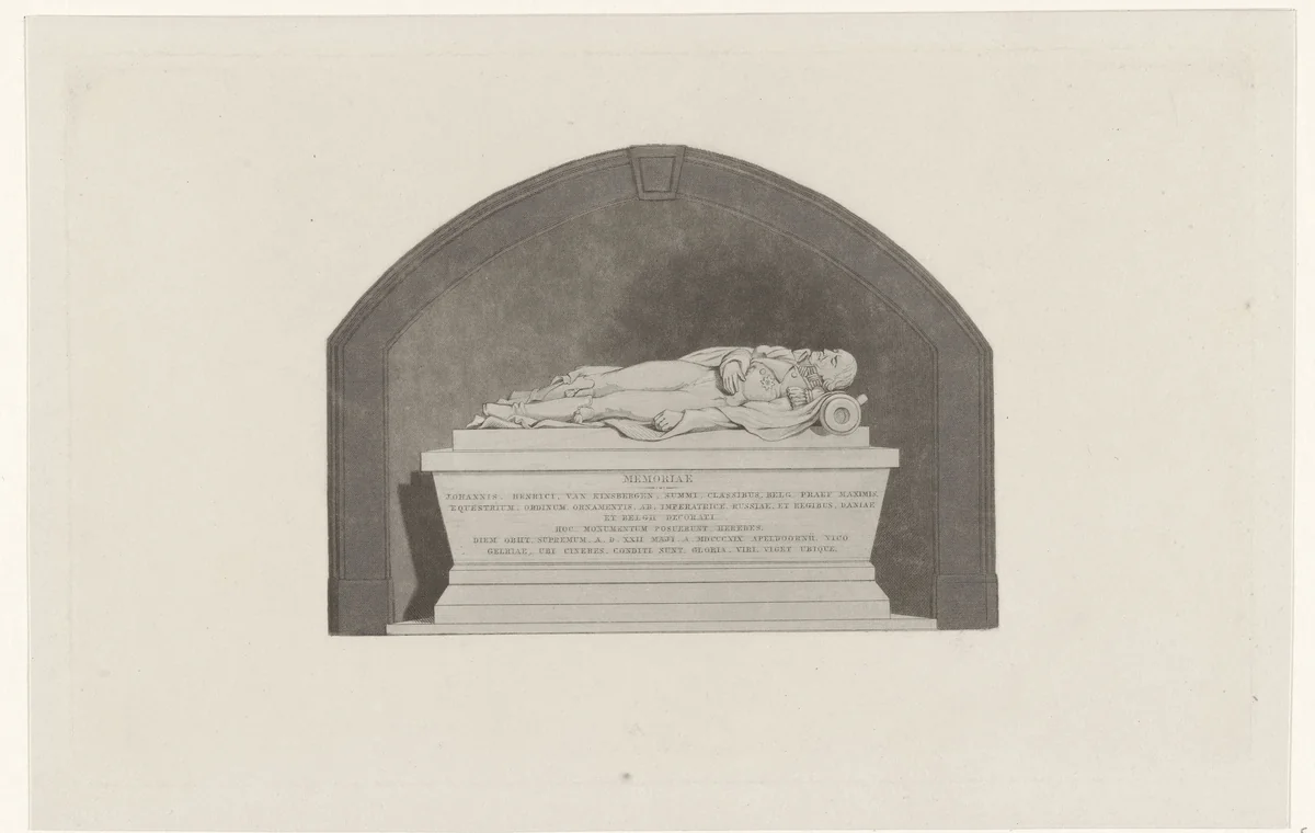 Grafmonument Jan Hendrik van Kinsbergen by Johannes Philippus Lange, print, 1820-1849