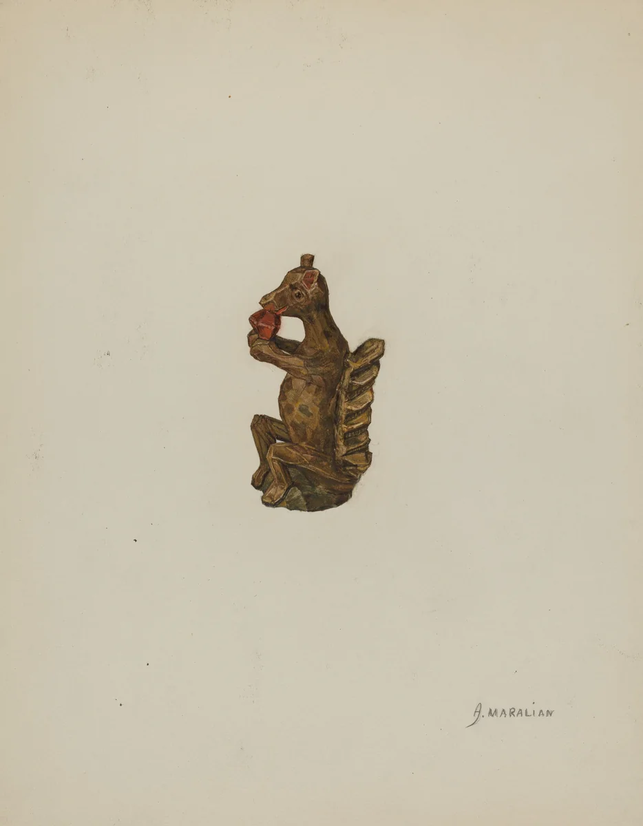 Pa. German Squirrel Figurine by Arsen Maralian, index of american design, 1935-1942