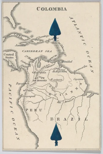 Colombia, from "Court Game of Geography" by William and Henry Rock, print, 1838-1855