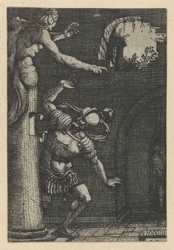 Oedipus en de sfinx by Unknown, print, 1524