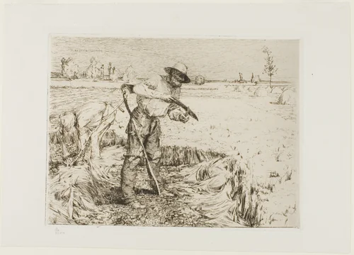 Mower Honing a Scythe by Jules Bastien-Lepage, print, 1878
