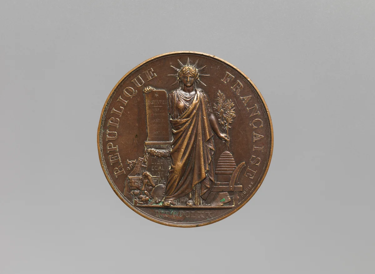 Medal Awarded to French Civilian Pigeon-Keepers (Colombiers civils) by Eugène-André Oudiné, metalwork, 1870