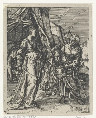 Judit met het hoofd van Holofernes by Unknown, print, 1546-1624