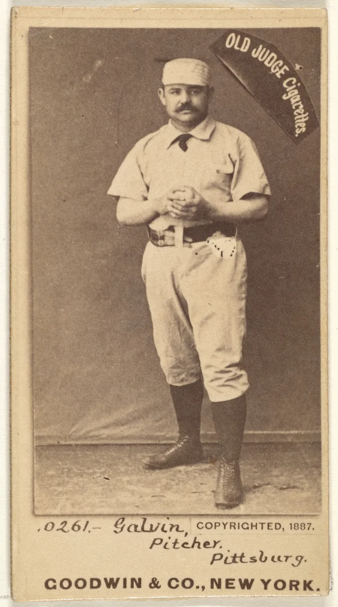 James Francis "Pud" Galvin, Pitcher, Pittsburgh, from the Old Judge series (N172) for Old Judge Cigarettes by Goodwin & Company, photograph, 1887