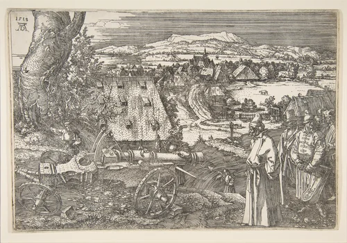Landscape with a Cannon by Albrecht Dürer, print, 1518