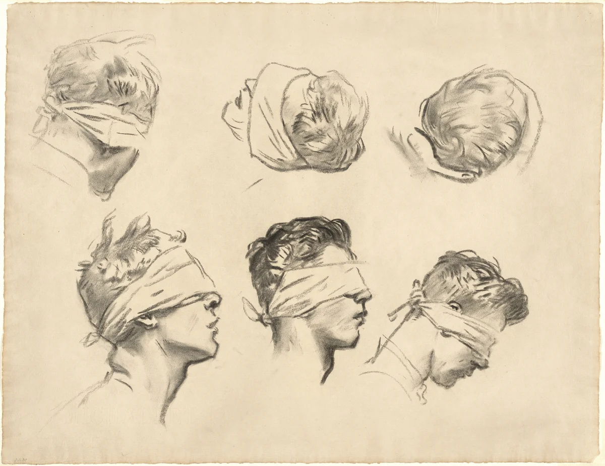 Studies for "Gassed" by John Singer Sargent, drawing, 1918-1919