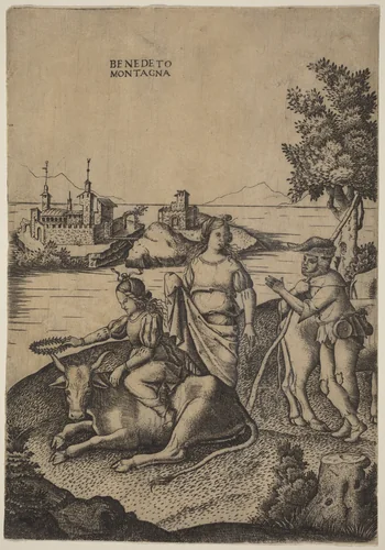 The Rape of Europa by Benedetto Montagna, print, 1515-1520