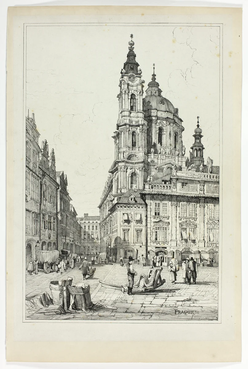 St. Nicholas, Prague, from Facsimiles of Sketches made in Flanders and Germany by Samuel Prout, print, 1833