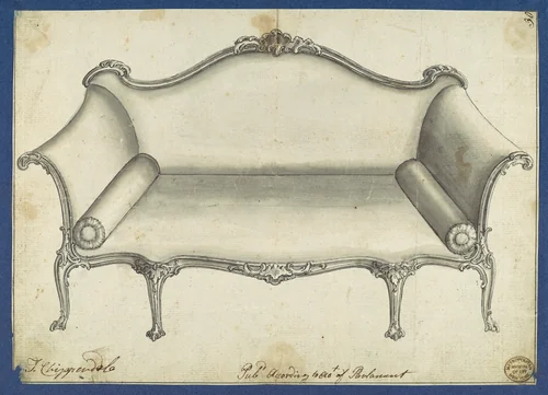 Sofa, in Chippendale Drawings, Vol. I by Thomas Chippendale, drawing, 1759