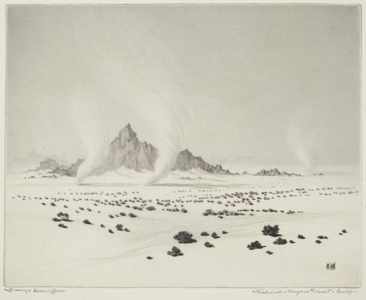Whirlwinds, Mojave Desert, California (no.3) by George Elbert Burr, print, 1922-1932