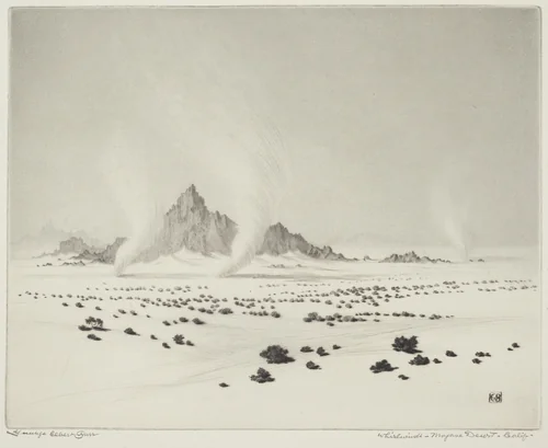 Whirlwinds, Mojave Desert, California (no.3) by George Elbert Burr, print, 1922-1932