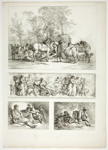 Plate 27 of 38 from Oeuvres de J. B. Huet by Jean Baptiste Huet, print, 1796-1799