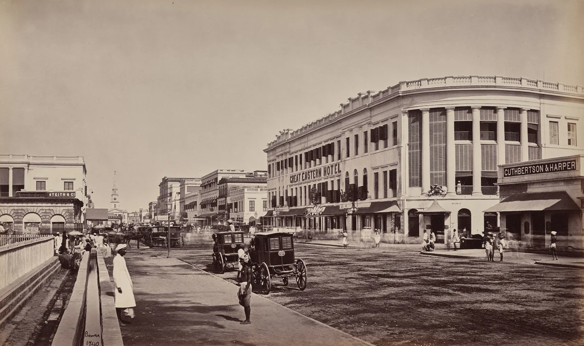 Calcutta. Old Court House Street by Samuel Bourne, photograph, 1863-1870