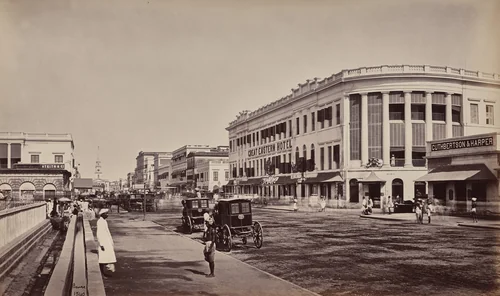 Calcutta. Old Court House Street by Samuel Bourne, photograph, 1863-1870