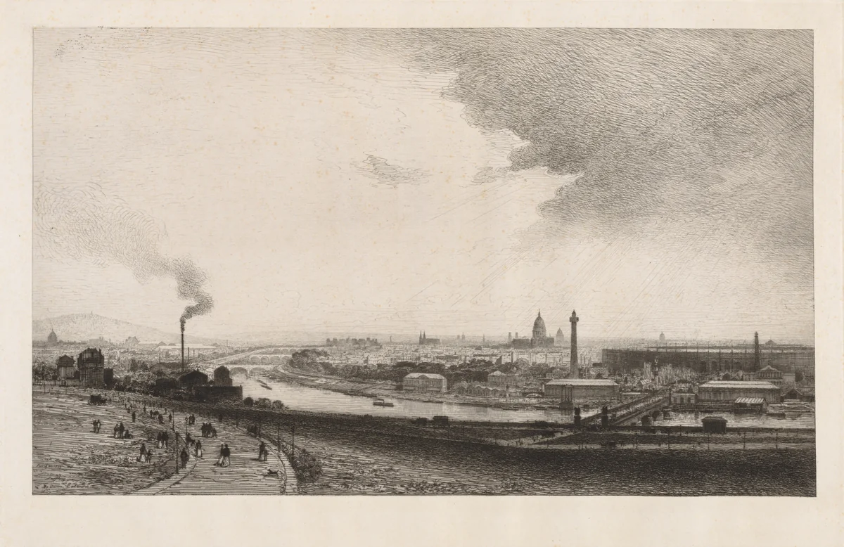 Paris in 1867, View from the Trocadero by Maxime Lalanne, print, 1867