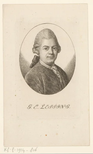 Portret van Gotthold Ephraim Lessins by Heinrich Pfenninger, print, 1759-1815