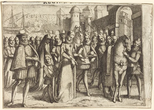 Arrival at Valencia [recto] by Jacques Callot, print, 1612