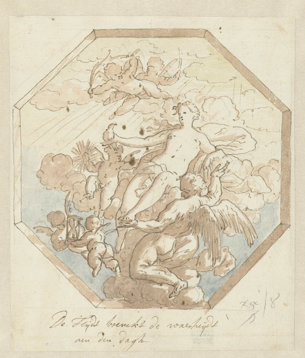 Tijd onthult de Waarheid by Mattheus Terwesten, drawing, 1680-1757