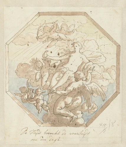 Tijd onthult de Waarheid by Mattheus Terwesten, drawing, 1680-1757