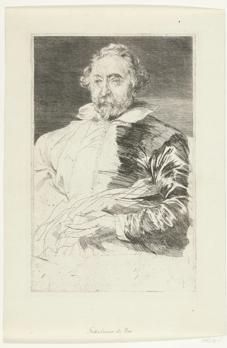 Portret van Willem de Vos by Anthony van Dyck, print, 1630-1632