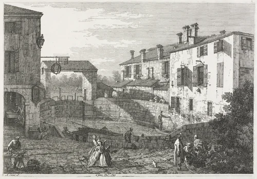 Views: The Canal Lock at Dolo by Antonio Canaletto, print, 1735-1746