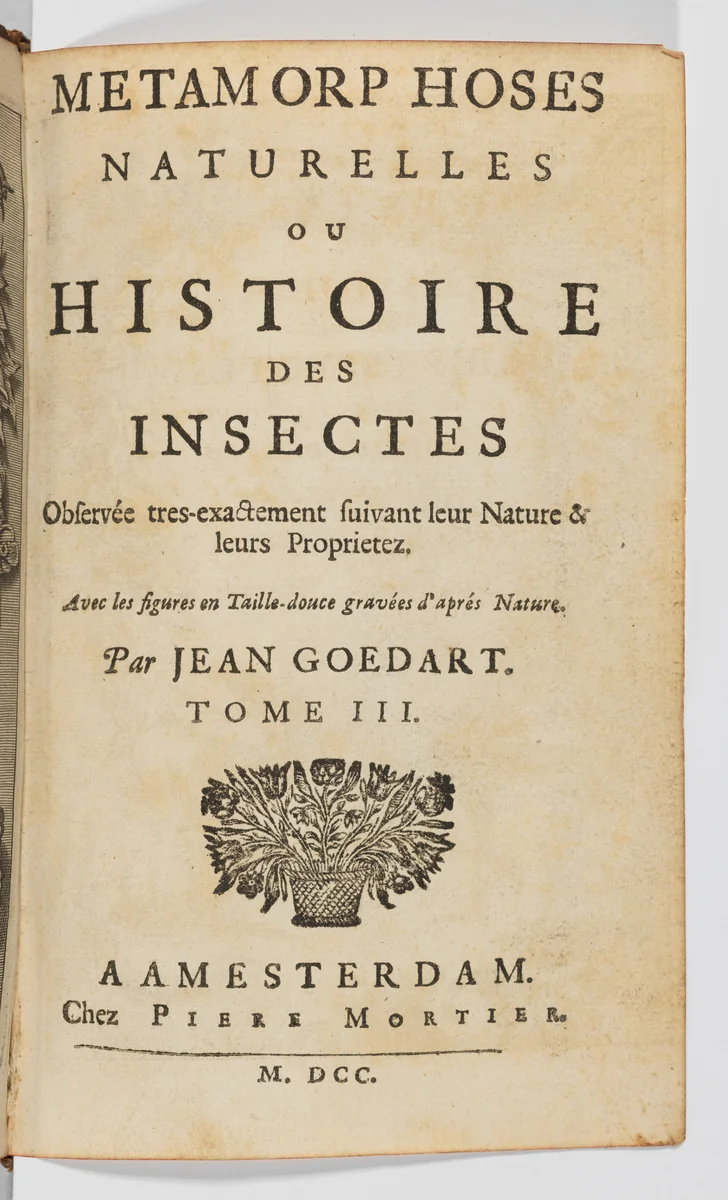Métamorphoses naturelles ou histoire des Insectes, 3 volumes by Johannes Goedaert, book, 1700