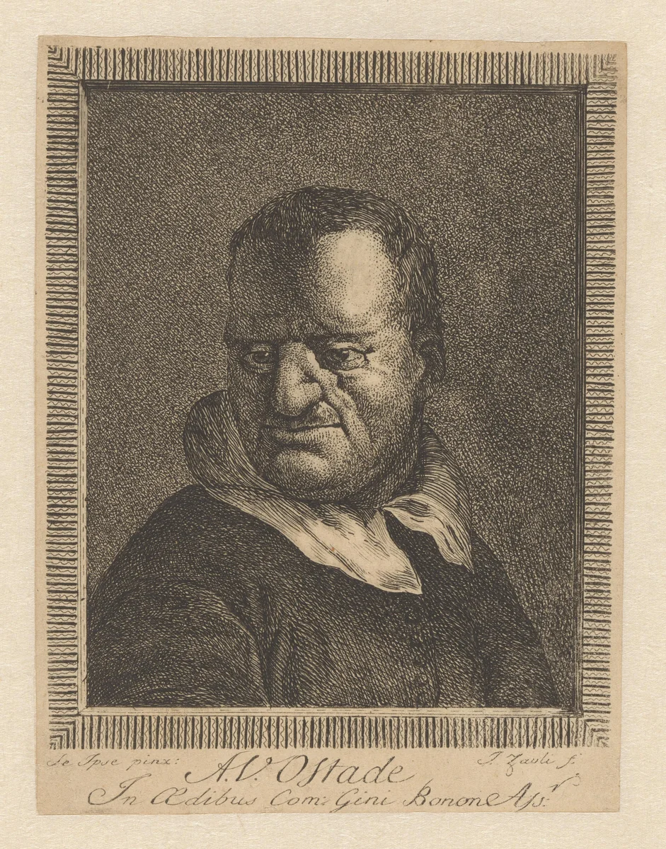Portret van Adriaan van Ostade by Giuseppe Zauli, print, 1750-1799